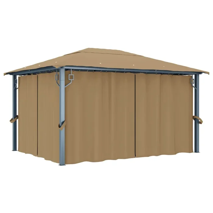 vidaXL Cenador con cortina gris taupe aluminio 400×300 cm