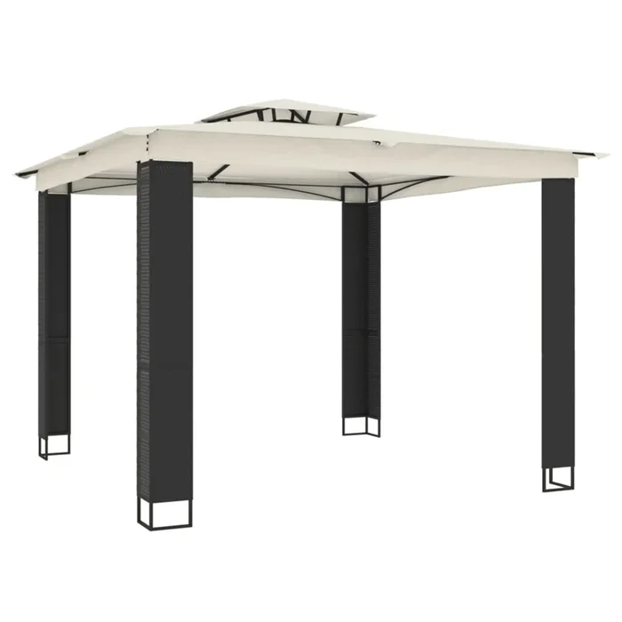vidaXL Cenador con doble techo tela crema 2,94×2,94 m
