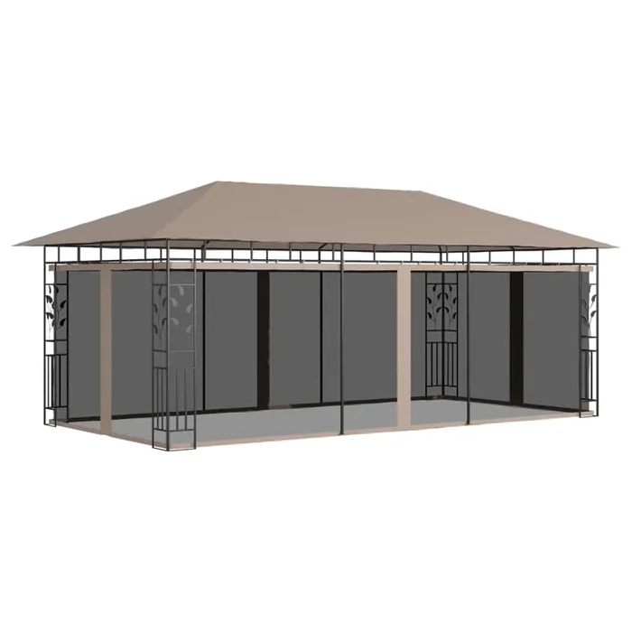 vidaXL Cenador con mosquitera gris taupe 6x3x2,73 m 180 g/m²