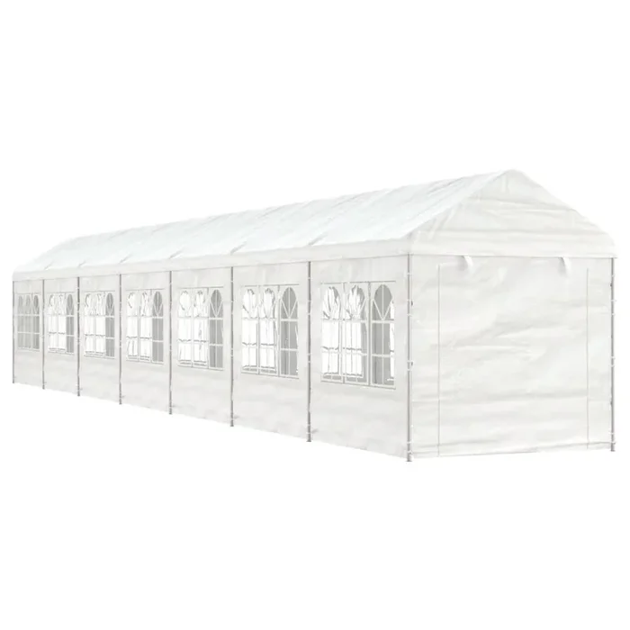 vidaXL Cenador con techo polietileno blanco 15,61×2,28×2,69 m (2)