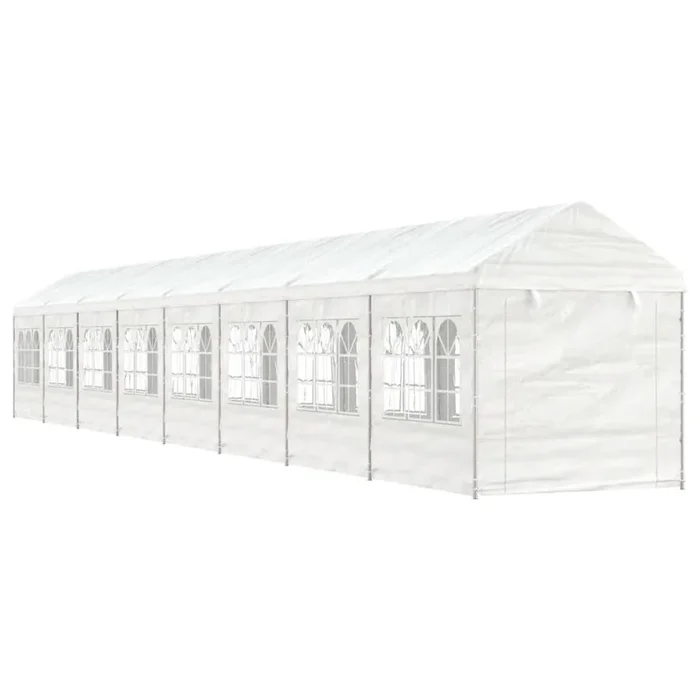 vidaXL Cenador con techo polietileno blanco 17,84×2,28×2,69 m