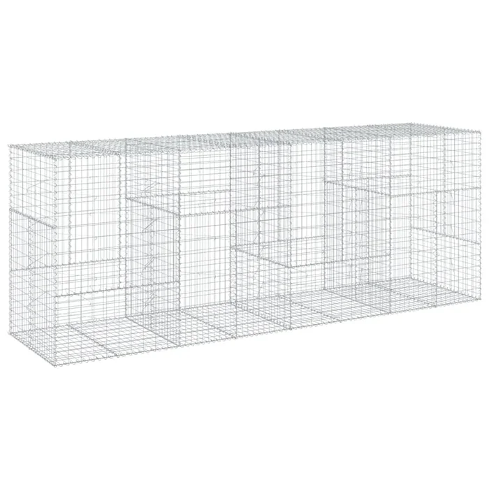 vidaXL Cesta de gaviones con cubierta hierro galvanizado 400x100x150cm