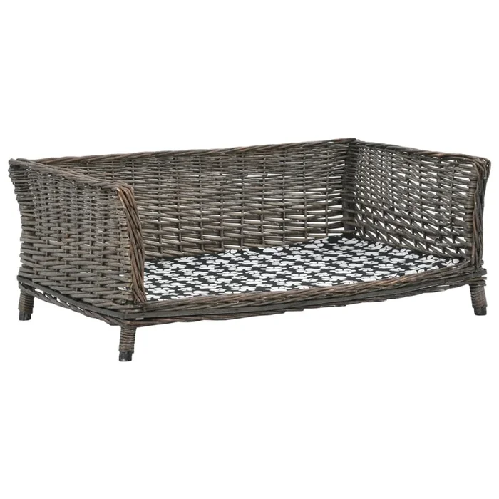 vidaXL Cesta para perros con cojín sauce natural gris 90x54x35 cm