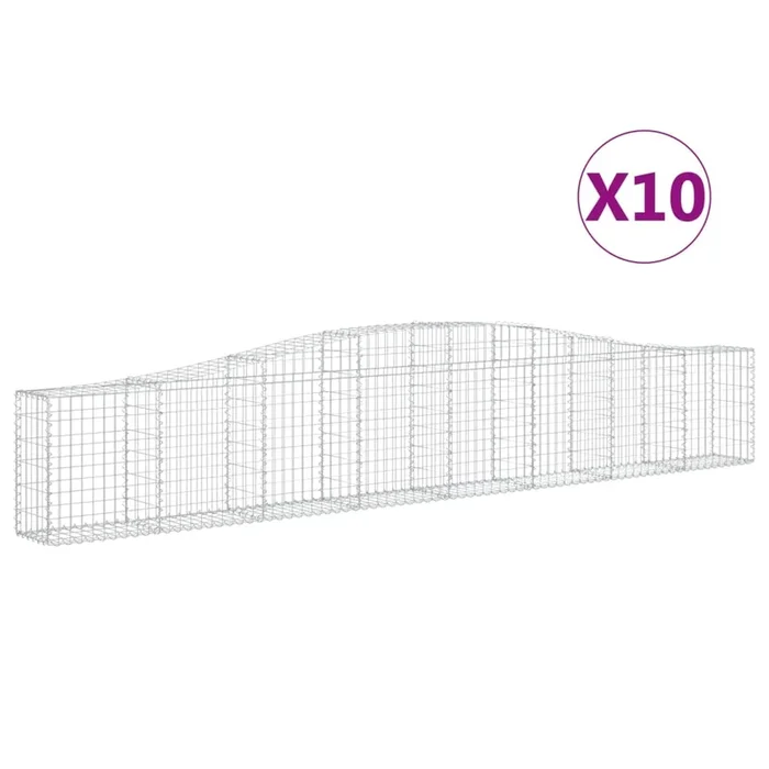 vidaXL Cestas de gaviones 10 uds forma de arco hierro 400x30x60/80 cm (2)