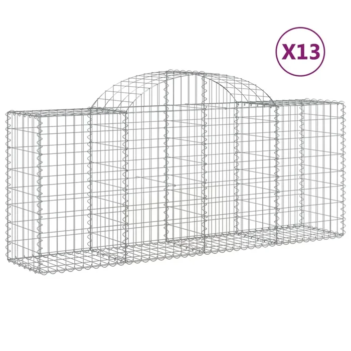 vidaXL Cestas de gaviones 13 uds forma de arco hierro 200x50x80/100 cm