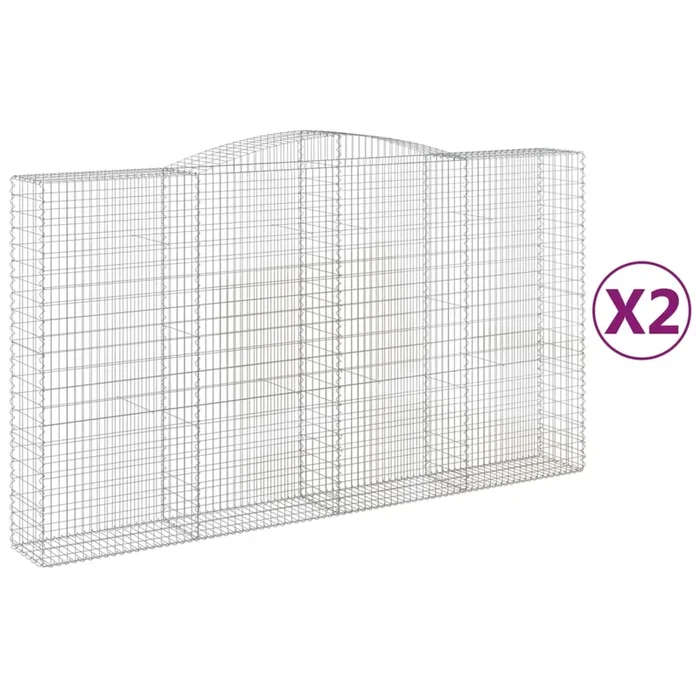 vidaXL Cestas de gaviones 2 uds forma de arco hierro 400x50x220/240 cm