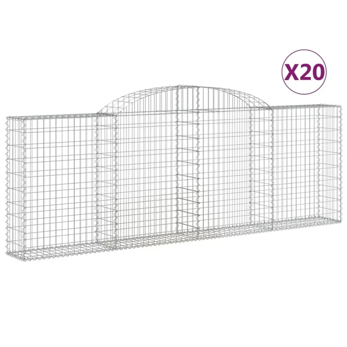 vidaXL Cestas de gaviones 20 uds forma arco hierro 300x30x100/120 cm
