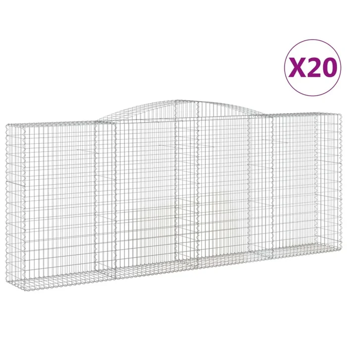 vidaXL Cestas de gaviones 20 uds forma de arco hierro 400x50x160/180cm