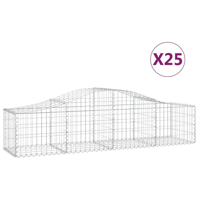 vidaXL Cestas de gaviones 25 uds forma de arco hierro 200x50x40/60 cm (2)