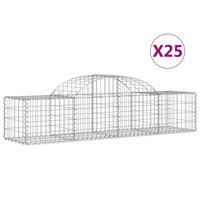 vidaXL Cestas de gaviones 25 uds forma de arco hierro 200x50x40/60 cm
