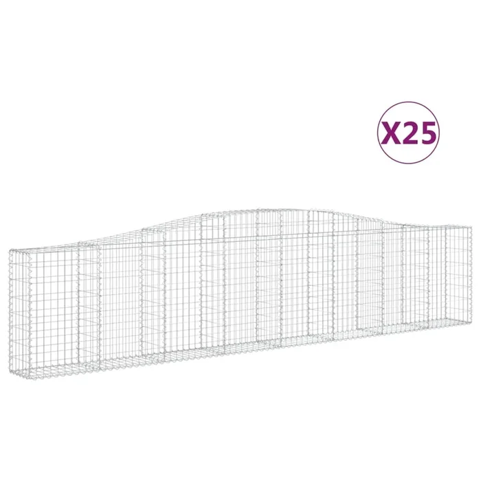 vidaXL Cestas de gaviones 25 uds forma de arco hierro 400x30x80/100 cm (2)