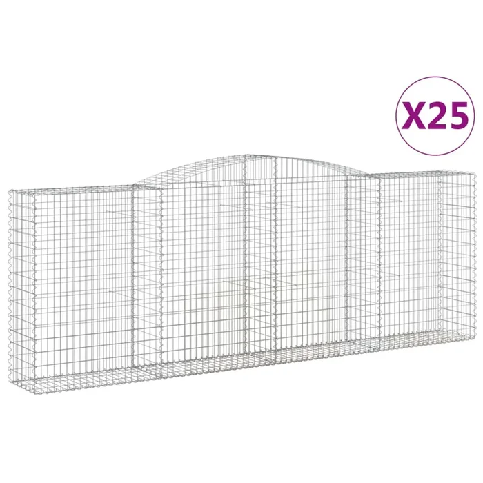 vidaXL Cestas de gaviones 25 uds forma de arco hierro 400x50x140/160cm