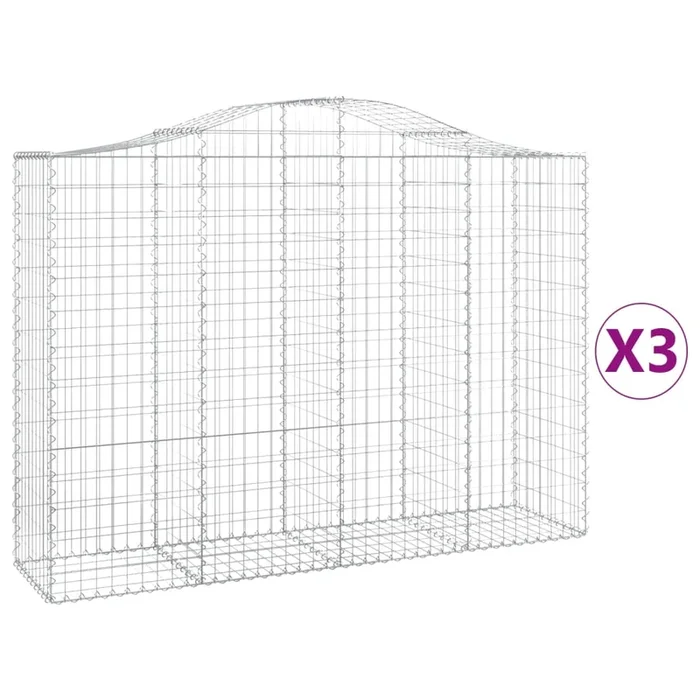 vidaXL Cestas de gaviones 3 uds forma de arco hierro 200x50x140/160 cm (2)