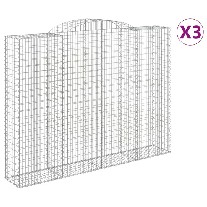 vidaXL Cestas de gaviones 3 uds forma de arco hierro 300x50x220/240 cm