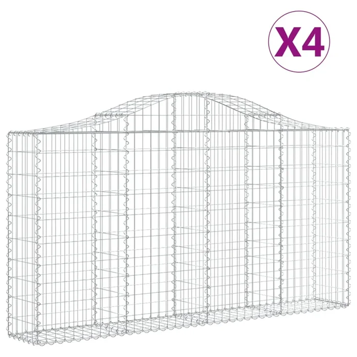 vidaXL Cestas de gaviones 4 uds forma de arco hierro 200x30x100/120 cm (2)