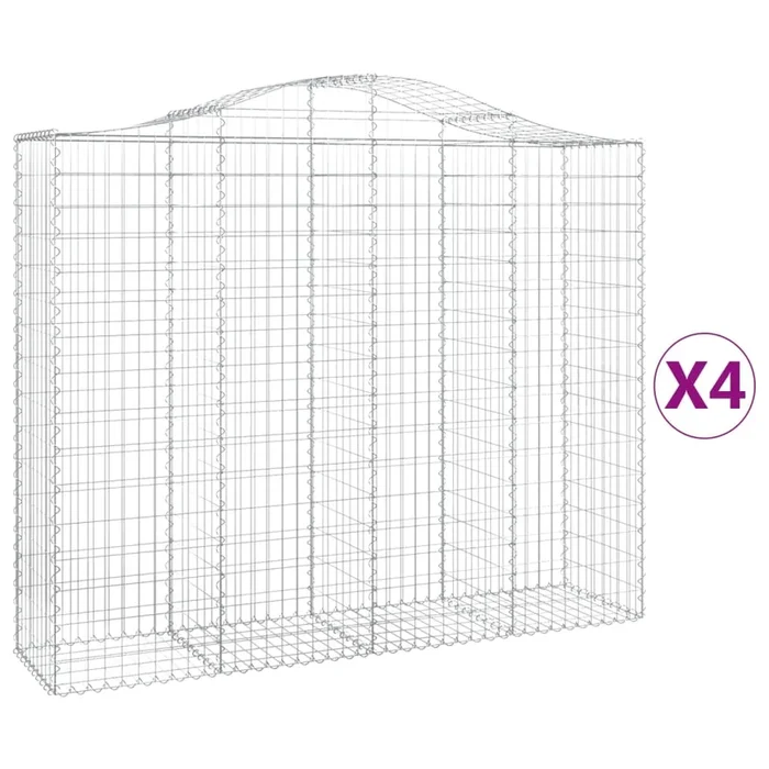 vidaXL Cestas de gaviones 4 uds forma de arco hierro 200x50x160/180 cm (2)