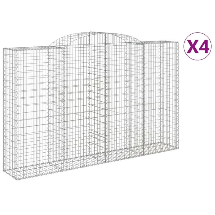 vidaXL Cestas de gaviones 4 uds forma de arco hierro 300x50x180/200 cm