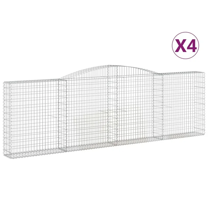 vidaXL Cestas de gaviones 4 uds forma de arco hierro 400x30x120/140 cm