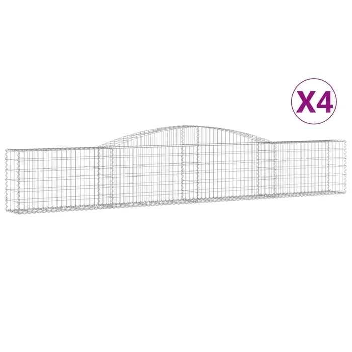 vidaXL Cestas de gaviones 4 uds forma de arco hierro 400x30x60/80 cm