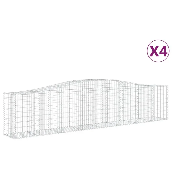 vidaXL Cestas de gaviones 4 uds forma de arco hierro 400x50x80/100 cm (2)