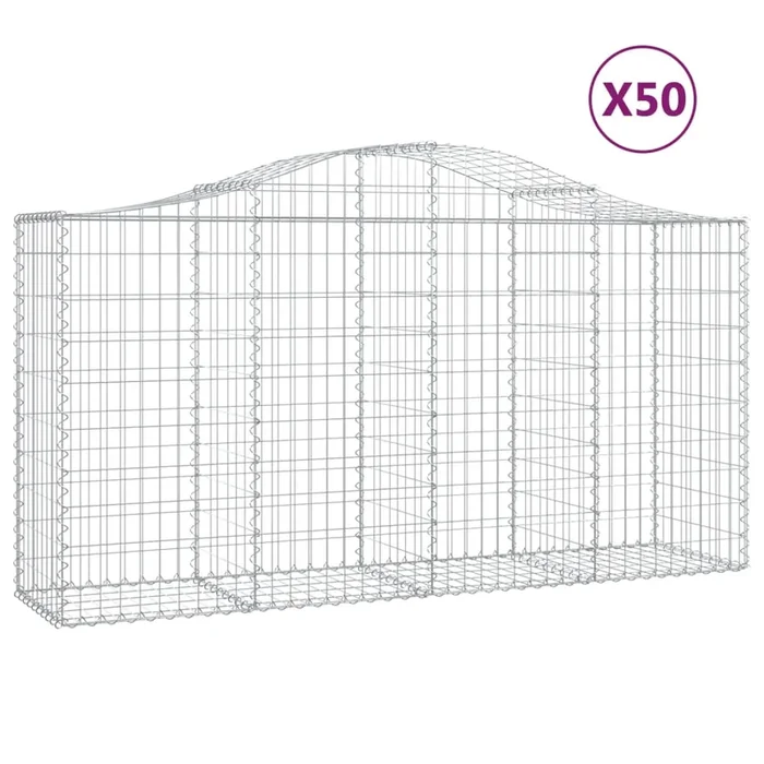 vidaXL Cestas de gaviones 50 uds forma de arco hierro 200x50x100/120cm (2)