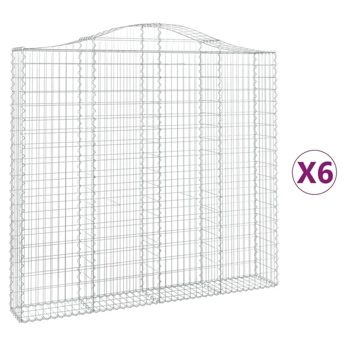 vidaXL Cestas de gaviones 6 uds forma de arco hierro 200x30x180/200 cm