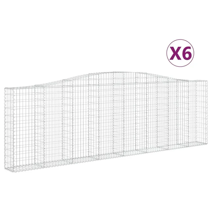 vidaXL Cestas de gaviones 6 uds forma de arco hierro 400x30x120/140 cm (2)