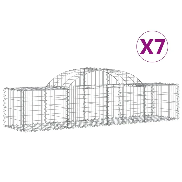vidaXL Cestas de gaviones 7 uds forma de arco hierro 200x50x40/60 cm