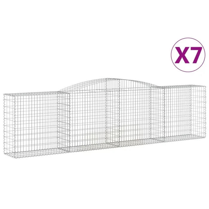 vidaXL Cestas de gaviones 7 uds forma de arco hierro 400x50x100/120 cm