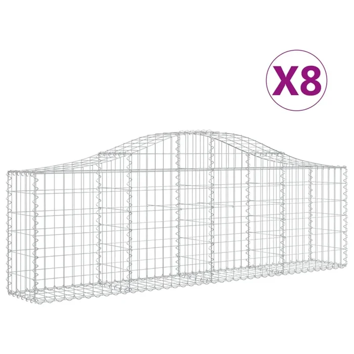 vidaXL Cestas de gaviones 8 uds forma de arco hierro 200x30x60/80 cm (2)