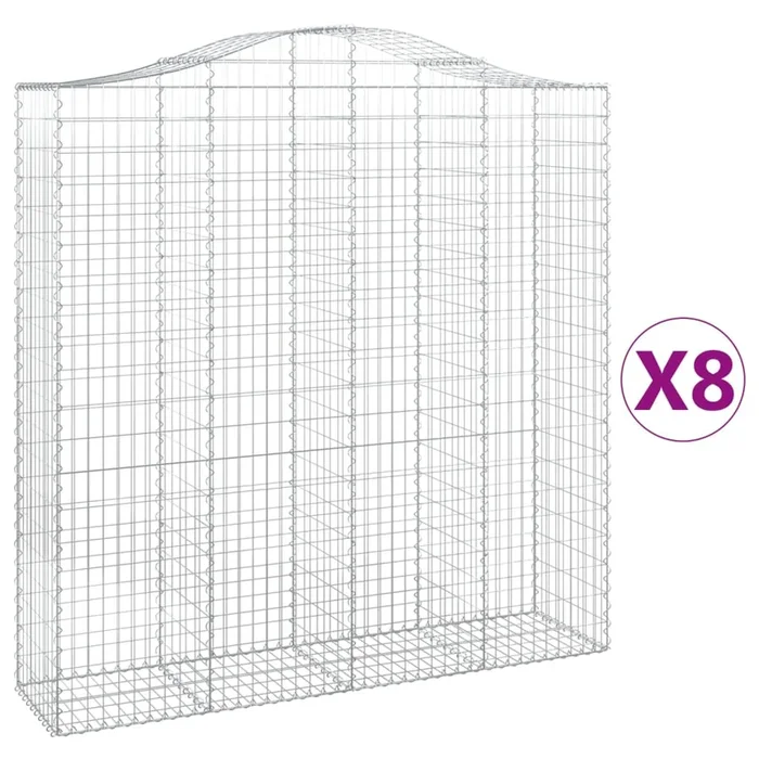 vidaXL Cestas de gaviones 8 uds forma de arco hierro 200x50x200/220 cm (2)