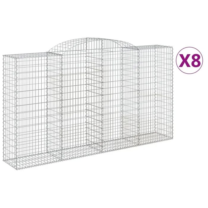 vidaXL Cestas de gaviones 8 uds forma de arco hierro 300x50x160/180 cm