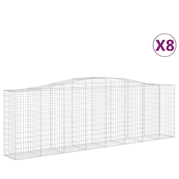 vidaXL Cestas de gaviones 8 uds forma de arco hierro 400x50x120/140 cm (2)