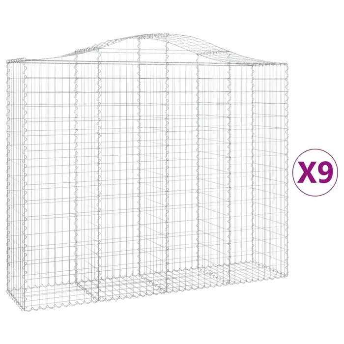 vidaXL Cestas de gaviones 9 uds forma de arco hierro 200x50x160/180 cm (2)