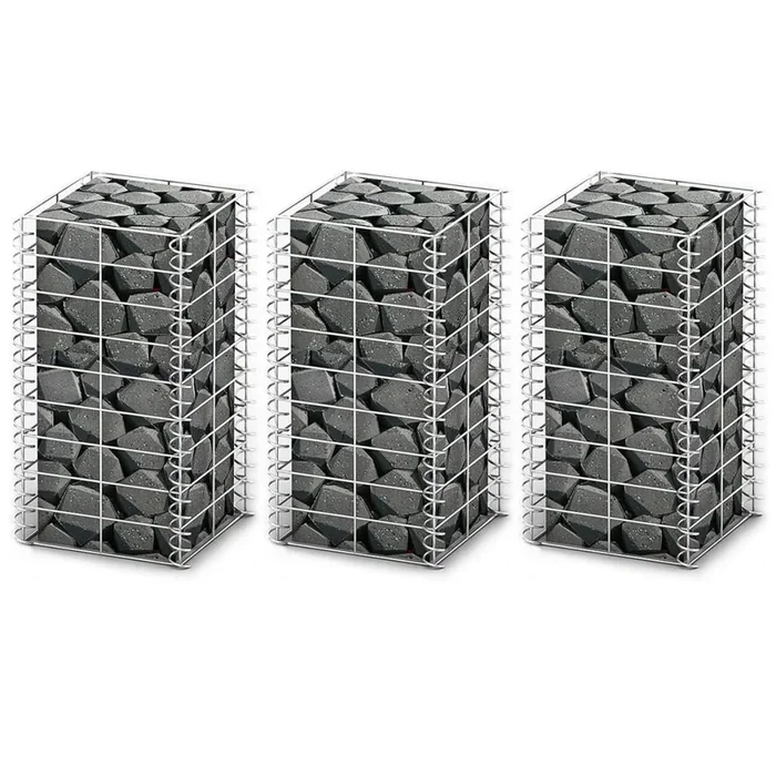 vidaXL Cestas de muro de gaviones alambre galvanizado 25x25x50cm 3 uds