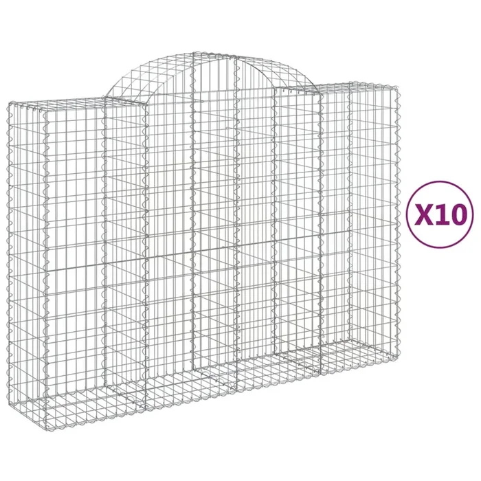 vidaXL Cestas gaviones 10 uds forma de arco hierro 200x50x140/160 cm