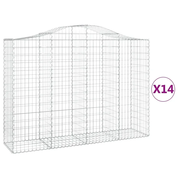 vidaXL Cestas gaviones 14 uds forma de arco hierro 200x50x140/160 cm (2)