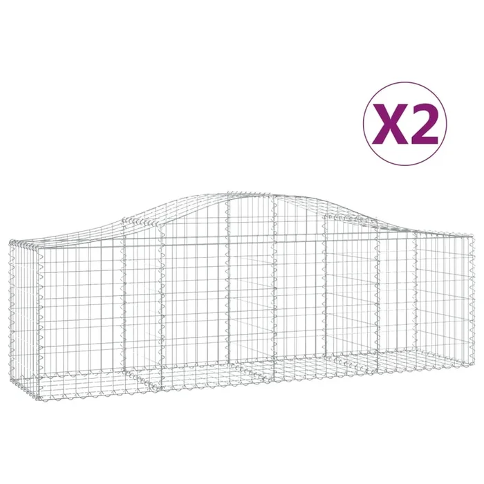 vidaXL Cestas gaviones 2 uds forma de arco hierro 200x50x60/80 cm (2)