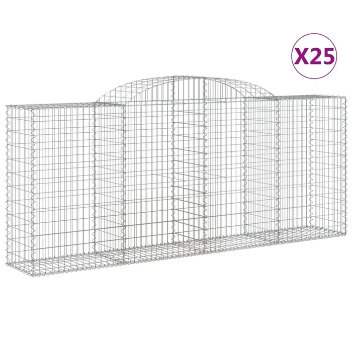 vidaXL Cestas gaviones 25 uds forma de arco hierro 300x50x120/140 cm