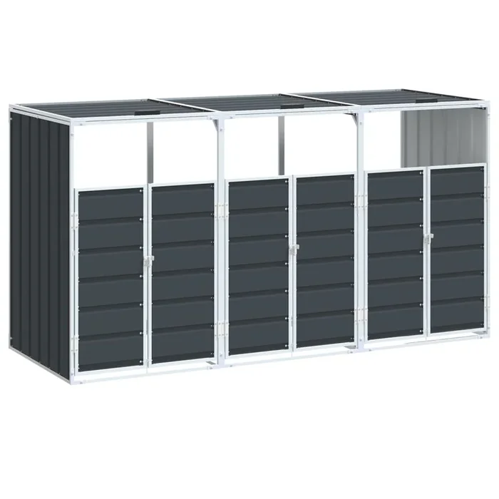 vidaXL Cobertizo 3 contenedores basura acero antracita 216x81x115 cm