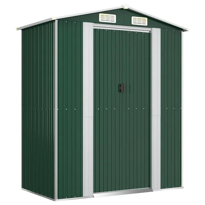 vidaXL Cobertizo de jardín acero galvanizado verde 192x108x223 cm