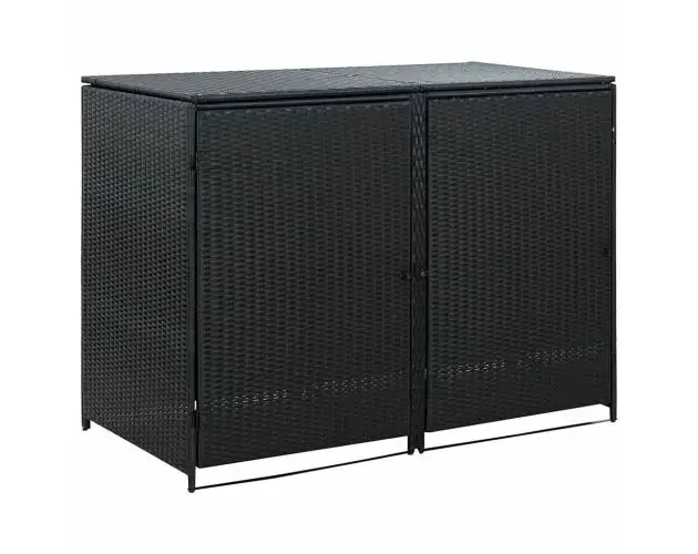 vidaXL cobertizo doble contenedor basura ratán negro 148x80x111cm | Brico Depôt Occasione Imperdibile