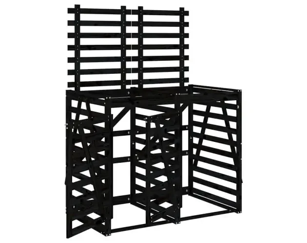 vidaXL cobertizo doble para cubos de basura madera maciza pino negro | Brico Depôt Promo Stagionale