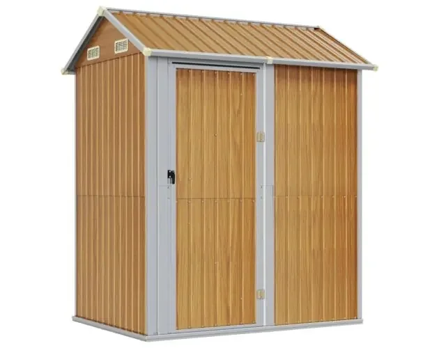 vidaXL cobertizo jardín acero galvanizado marrón claro 192×152,5x237cm | Brico Depôt In Voga