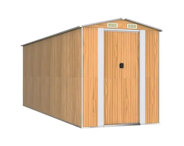 vidaXL cobertizo jardín acero galvanizado marrón claro 192x523x223 cm | Brico Depôt Economico