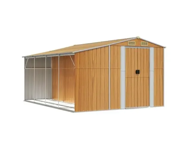 vidaXL cobertizo jardín acero galvanizado marrón claro 277×365,5x179cm | Brico Depôt Autentico