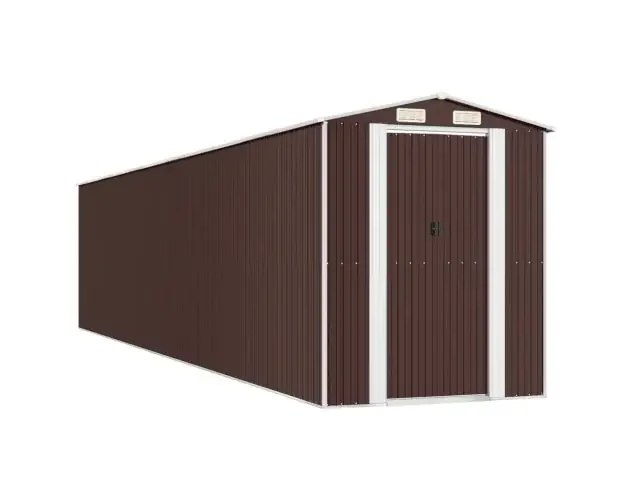 vidaXL cobertizo jardín acero galvanizado marrón oscuro 192x938x223 cm | Brico Depôt Moderno