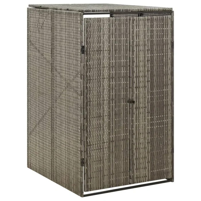 vidaXL Cobertizo para contenedor de basura ratán PE gris 70x80x117 cm