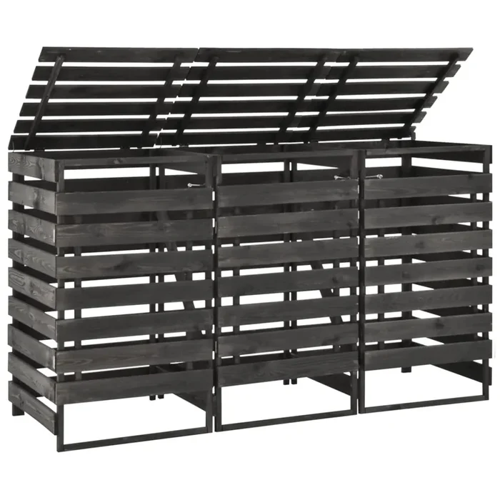 vidaXL Cobertizo triple cubos basura madera pino pintada 210x75x121cm