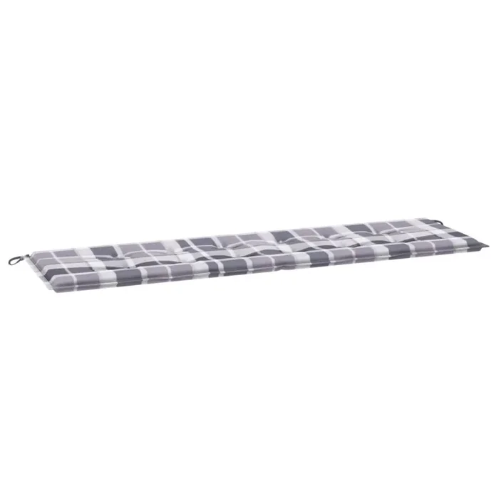 vidaXL Cojín de banco de jardín tela Oxford a cuadros gris 180x50x4 cm